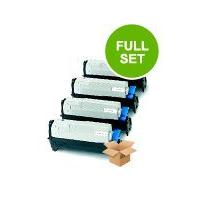 1 Full Set of OKI 43381724 Black and 1 x Colour Set 43381721/22/23 (Remanufactured) Toner Cartridges