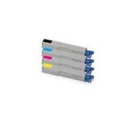 1 full set of oki 43459332 black and 1 x colour set 43459329 31 remanu ...