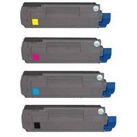 1 Full Set of Oki 41515212 Black and 1 x Colour Set 41515209/10/11C/M/Y (Remanufactured) Toner Cartr