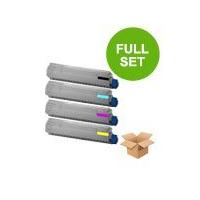 1 Full Set of Oki 44318608 Black and 1 x Colour Set 44318605/06/07C/M/Y (Remanufactured) Toner Cartridges