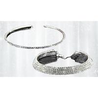 1-Row or 5-Row Simulated Crystal Choker Necklace