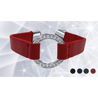 1, 2 or 3 Faux Leather Loop Crystal Bracelets - 3 Colours