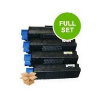 1 Full Set of OKI 42804516 Black and 1 x Colour Set 42804513/14/15 (Remanufactured) Toner Cartridges