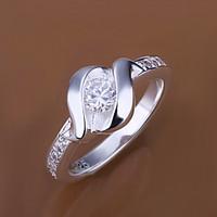 (1 Pc)Sweet Women\'s Silver Copper Ring(size 8#)