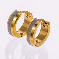 1 Pair Men\'s Gold/Silver/Black Stainless Steel with Crystal Hoop Stud Earrings Fine Jewelry