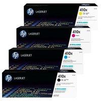 1 full set of hp 410x cf410x black and 1 x colour set cmy original ton ...