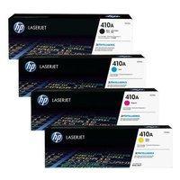 1 full set of hp 410a cf410a black and 1 x colour set cmy original ton ...