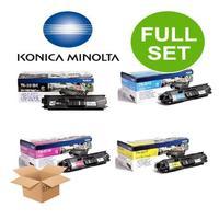 1 Full Set of Konica Minolta TN321K Black and 1 x Colour Set TN321C/M/Y (Original)Toner