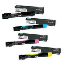 1 Full Set Lexmark C950X2KG Black and 1 x Colour Set C950X2CG/MG/YG Original Extra High Capacity Toner Cartridge