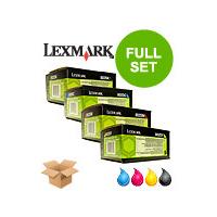 1 full set of lexmark 80c2sk0 black and 1 x colour set 80c2sc0m0y0 ori ...