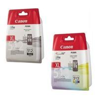 1 x canon pg 512 black and 1 x colour set cl 513 original cartridges