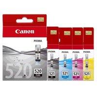 1 x canon pgi 520bkcli 521bk black and 1 x colour set cli 521cy origin ...