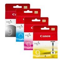 1 x canon pgi 9pbk black and 1 x colour set pgi 9cy original cartridge ...