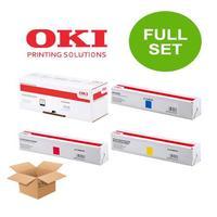 1 Full Set of Oki 44973508 Black and 1 x Colour Set 44469724/23/22C/Y (Original) Toners