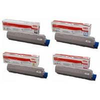 1 Full Set of Oki 44059108 Black and 1 x Colour Set 44059105-7 C/M/Y (Original) Toner Cartridges