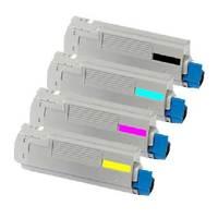 1 Full Set of Oki 44059108 Black and 1 x Colour Set 44059105-7 C/M/Y (Remanufactured) Toner Cartridges