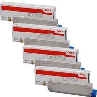 1 Full Set of Oki 43837132 Black and 1 x Colour Set 43837129-31C/M/Y Original Toner Cartridge