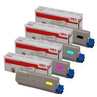 1 Full Set of Oki 44315308 Black and 1 x Colour Set 44315305/06/07C/M/Y (Original) Toner Cartridges