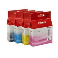 1 x Canon CLI-8BK Black and 1 x Colour Set CLI-8C/M/Y Original Cartridges