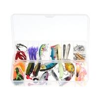 100pcs Artificial Fishing Lure Set Hard Soft Baits Minnow VIB Spinner Spoon Popper Pencil Crank Jig Head Hooks with Two-layer Fishing Tackle Box