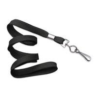 10mm Flat Braided Poly Lanyard - Black Metal Swivel Hook-pack100