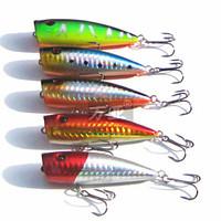 10Pcs Laser-pro Top Water Floating Popper 7 cm/9 g Lure Fishing Assorted 5 Colors For Bass Snakehead Catfish Fishing