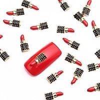 10PCS Red Nail Art Alloy Slice Metallic Black Nail Design Jewelry Manicure Monday Theme for Daily Nails