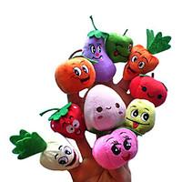 10PCS Fruit with Expression Plush Finger Puppets Kids Talk Prop