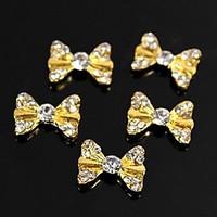 10pcs bling charm golden bow tie 3d alloy rhinestones nail art decorat ...