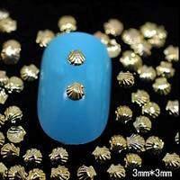 100PCS 3MM3MM Gold Metal Shell 3D Nail Art Decoration