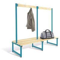 1000MM DOUBLE SIDED CLOAKROOM UNIT BLUE FRAME WITH ASH SLATS