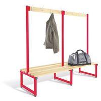 1000MM DOUBLE SIDED CLOAKROOM UNIT RED FRAME WITH ASH SLATS