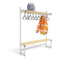 1000mm single sided hanging cloak unit with silver frame and ash slats