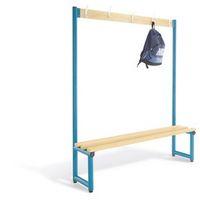 1000mm single sided cloakroom unit blue frame with ash slats