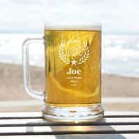 100th wreath bespoke engraved glass pint tankard special offer