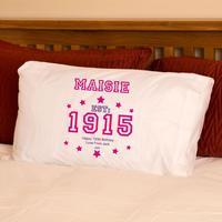 100th birthday established year pillowcase for her