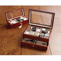 10 Watch Box - Wooden with Glass Lid, Oakwood