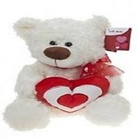 10.5 Soft Cuddly Toy Bear With Heart - 2 Assorted Designs.