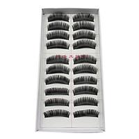 10Pairs Darker Thicker Curved Black Fiber False Eyelashes