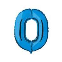 100cm Numeral Balloon Blue Number 0