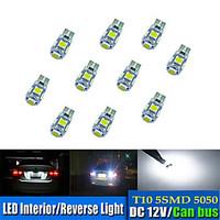 10Pcs T10 55050 SMD Tabula Rasa Decoding LED Car Light Bulb White Light DC12V