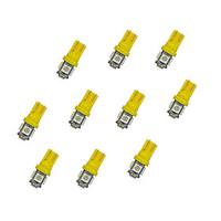 10Pcs T10 55050 SMD LED Car Light Bulb Yellow Light DC12V