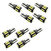 10pcs BA9S T4W/ T10 W5W 10SMD 7020 Reading light show side Light W5W White / Blue DC12V