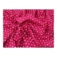 10mm Star Print Cotton Dress Fabric Raspberry
