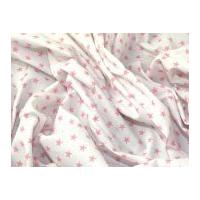 10mm Star Print Cotton Dress Fabric Baby Pink on White