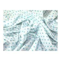 10mm Star Print Cotton Dress Fabric Turquoise on White
