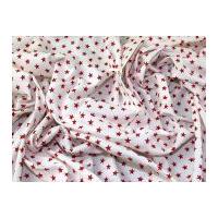 10mm Star Print Cotton Dress Fabric Red on White