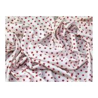 10mm star print cotton dress fabric red on white