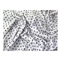 10mm Star Print Cotton Dress Fabric Navy Blue on White
