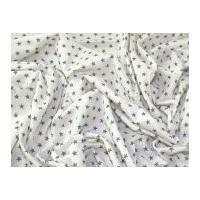 10mm Star Print Cotton Dress Fabric Grey on White